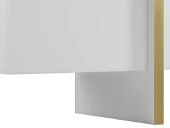 Vente-unique Tv-Meubel-Hangend Tv-Meubel Met 4 Deuren Van Mdf - Wit En Goud - Luvonia