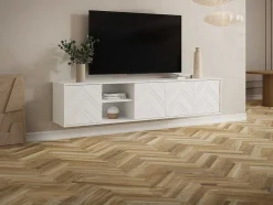 Vente-unique Tv-Meubel-Hangend Tv-Meubel Met 4 Deuren En 2 Nissen Van Mdf - Wit - Redonia