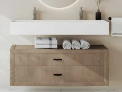 Shower & Design Muurkast Badkamer-Hangend Wastafelblad - Wit - L120 X B40 X H15 Cm - Yamdrok