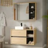 Vente-unique Wastafelmeubel-Hangend Wastafelmeubel - Naturel Kleur - 100 Cm - Purnal