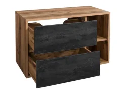Vente-unique Wastafelmeubel-Hangend Wastafelmeubel - Naturel En Antraciet - 100 Cm - Tikitiki