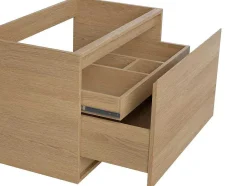 Vente-unique Badkamermeubel Met Enkele Wastafel-Hangend Wastafelmeubel Met Opzetwastafel In Steen Eikenfineer 80 Cm Mesliva