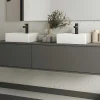 Vente-unique Dubbele Wastafel-Hangende Badkamermeubel In Antracietgrijze Kleur Met Dubbele Wastafel - L150 Cm - Isaure Ii