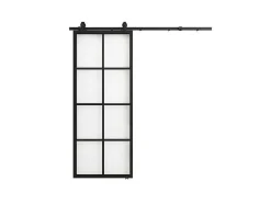 Vente-unique Schuifdeur-Hangende Schuifdeur H205 X L83 Cm Van Aluminium En Transparant Gehard Glas Wilden