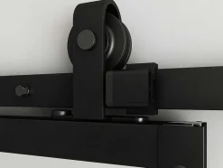 Vente-unique Schuifdeur-Hangende Schuifdeur H205 X L83 Cm Van Aluminium En Transparant Gehard Glas Wilden