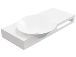 Shower & Design Muurkast Badkamer-Hangende Vaste Wastafel Met Handdoekhouder - Wit - L100 X B54 X H20 Cm - Yumiko