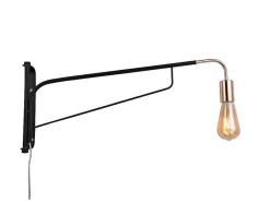 OZAIA Wandlamp-Hangende Wandlamp Van Gebogen Metaal - L65 X D10 X H25 Cm - Zwart En Koperkleurig - Colwood