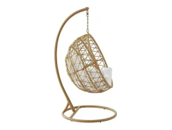 MYLIA Hangstoel-Hangfauteuil Van Gevlochten Hars - Licht Naturel Met Wit Kussen - Anivia Van