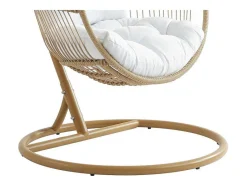 MYLIA Hangstoel-Hangfauteuil Van Gevlochten Hars En Touw - Licht Naturel Met Wit Kussen - Lucera Van