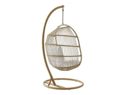 MYLIA Hangstoel-Hangfauteuil Van Gevlochten Hars En Touw - Licht Naturel Met Wit Kussen - Lucera Van