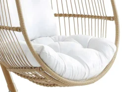 MYLIA Hangstoel-Hangfauteuil Van Gevlochten Hars En Touw - Licht Naturel Met Wit Kussen - Lucera Van