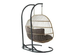MYLIA Hangstoel-Hangfauteuil Voor 2 Personen Van Gevlochten Hars - Licht Naturel Met Antracietgrijs Kussen - Lissandra Van