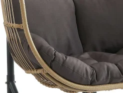 MYLIA Hangstoel-Hangfauteuil Voor 2 Personen Van Gevlochten Hars - Licht Naturel Met Antracietgrijs Kussen - Lissandra Van