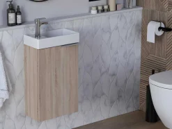Vente-unique Toiletmeubel-Hangkastje Met Wastafeltje Taho - Eik
