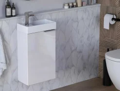 Vente-unique Toiletmeubel-Hangkastje Met Wastafeltje Taho - Wit