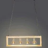 OZAIA Hanglamp-Hanglamp In Industriele Stijl Olius - Hout En Metaal - 4 Lampen - H31 X L100 Cm - Naturel En Zwart