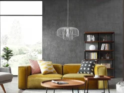 OZAIA Hanglamp-Hanglamp Met Draadstructuur Met Design-Stijl Van Metaal - D40 X H130 Cm - Wit - Andromaque