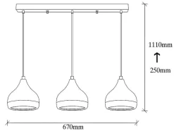 OZAIA Hanglamp-Hanglamp Met Verstelbare Hoogte Yildo - 3 Kappen - L67 X H25/111 Cm - Zwart En Koperkleurig