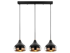 OZAIA Hanglamp-Hanglamp Met Verstelbare Hoogte Yildo - 3 Kappen - L67 X H25/111 Cm - Zwart En Koperkleurig