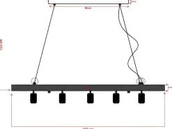 Vente-unique Hanglamp-Hanglamp Van Hout Julbo Met 5 Lampen In Industriele Stijl - Hout En Metaal - H17,5 X L100 Cm - Naturel En Zwart