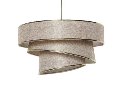 OZAIA Hanglamp-Hanglamp Van Stof En Metaal - D. 40 X H. 30 - 70 Cm - Taupe En Goudkleurig - Tairon