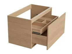 Vente-unique Badkamermeubel Met Enkele Wastafel-Hangmeubel Voor Badkamer Met Inbouwwastafel - Eikenfineer - 80 Cm - Mesliva