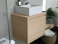 Vente-unique Badkamermeubel Met Enkele Wastafel-Hangmeubel Voor Badkamer Met Wastafel Om Erop Te Plaatsen - Eikenfineer - 60 Cm - Mesliva