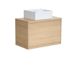 Vente-unique Badkamermeubel Met Enkele Wastafel-Hangmeubel Voor Badkamer Met Wastafel Om Erop Te Plaatsen - Eikenfineer - 80 Cm - Mesliva