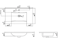 Vente-unique Badkamermeubel Met Enkele Wastafel-Hangmeubel Voor Badkamer Met Strepen Met Inbouwwastafel - Zwart - 80 Cm - Zevara