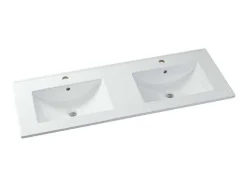 Vente-unique Dubbele Wastafel-Hangmeubel Voor Badkamer Met Strepen Met Inbouwwastafel - Zwart - 120 Cm - Zevara