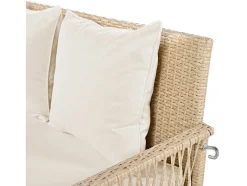 ModernLuxe Hangstoel-Hangstoel In Geweven Hars - Tuinschommel - 2 Plaatsen - Met Kussens - Beige
