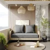 ModernLuxe Hangstoel-Hangstoel In Geweven Hars - Tuinschommel - 2 Plaatsen - Met Kussens - Beige & Grijs