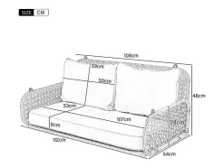 Vente-unique Hangstoel-Hangstoel Van 240 Cm In Pe Rotan - 2 Plaatsen - Inclusief Kussens - Beige