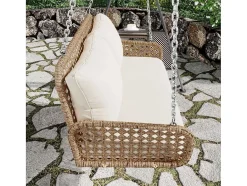 Vente-unique Hangstoel-Hangstoel Van 240 Cm In Pe Rotan - 2 Plaatsen - Inclusief Kussens - Beige