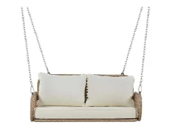 Vente-unique Hangstoel-Hangstoel Van 240 Cm In Pe Rotan - 2 Plaatsen - Inclusief Kussens - Beige