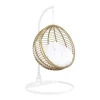MYLIA Hangstoel-Hangstoel Van Gevlochten Hars - Beige Met Wit Kussen - Bontoc