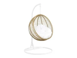 MYLIA Hangstoel-Hangstoel Van Gevlochten Hars - Beige Met Wit Kussen - Bontoc
