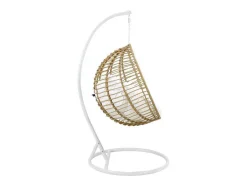 MYLIA Hangstoel-Hangstoel Van Gevlochten Hars - Beige Met Wit Kussen - Bontoc