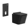Vente-unique Hangend Toilet-Hangtoilet Pakket In Mat Zwart Met Decoratieve Inbouwreservoir - Clemona