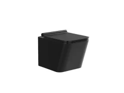 Vente-unique Hangend Toilet-Hangtoilet Pakket In Mat Zwart Met Decoratieve Inbouwreservoir - Clemona