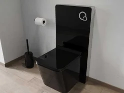 Vente-unique Hangend Toilet-Hangtoilet Pakket In Mat Zwart Met Decoratieve Inbouwreservoir - Clemona