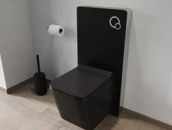 Vente-unique Hangend Toilet-Hangtoilet Pakket In Mat Zwart Met Decoratieve Inbouwreservoir - Clemona