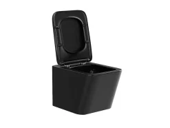 Vente-unique Hangend Toilet-Hangtoilet Pakket In Mat Zwart Met Decoratieve Inbouwreservoir - Clemona