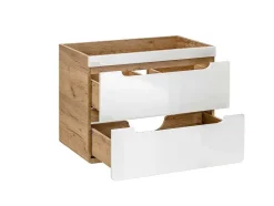 Vente-unique Wastafelmeubel-Hangwastafel Naturel En Wit - 80 Cm - Aruba