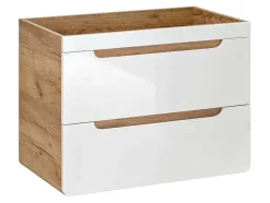 Vente-unique Wastafelmeubel-Hangwastafel Naturel En Wit - 80 Cm - Aruba