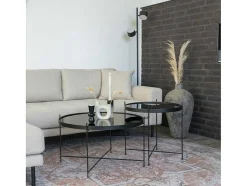 House Nordic Tapijt Rond-Havana Vloerkleed O200 Cm Blauw,Oranje.