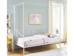 Vente-unique Aanbiedingen: Slaapkamer & Kantoor-Hemelbed Vivian - 90X200 Cm - Wit