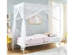Vente-unique Aanbiedingen: Slaapkamer & Kantoor-Hemelbed Vivian - 90X200 Cm - Wit