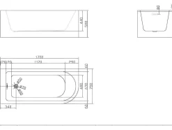 Shower & Design Hoekbad-Hoekbad - 240L - 170 X 75 X 58 Cm - Rechtse Hoek - Anika