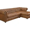 LINEA SOFA Chesterfield Zitbank-Hoekbank Chesterfield Brenton 100% Buffelleer - Hoek Rechts - Vintage Caramel